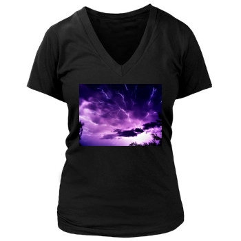 Sky Women's Deep V-Neck TShirt