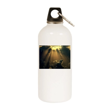 Sky White Water Bottle With Carabiner