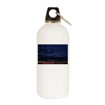 Sky White Water Bottle With Carabiner