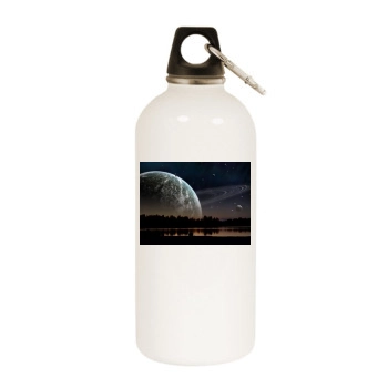 Sky White Water Bottle With Carabiner