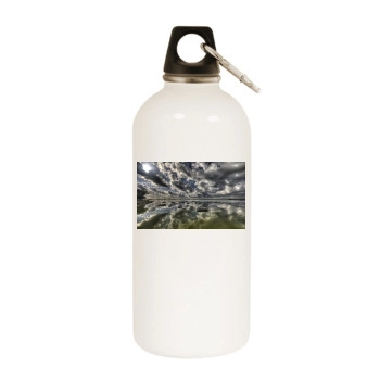 Sky White Water Bottle With Carabiner