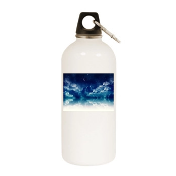 Sky White Water Bottle With Carabiner