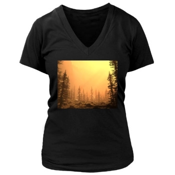 Forests Women's Deep V-Neck TShirt