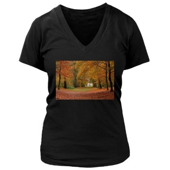 Forests Women's Deep V-Neck TShirt