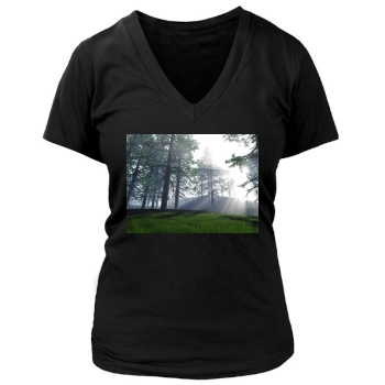 Forests Women's Deep V-Neck TShirt