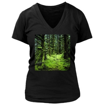 Forests Women's Deep V-Neck TShirt