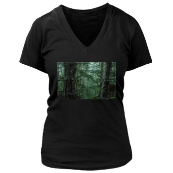 Forests Women's Deep V-Neck TShirt