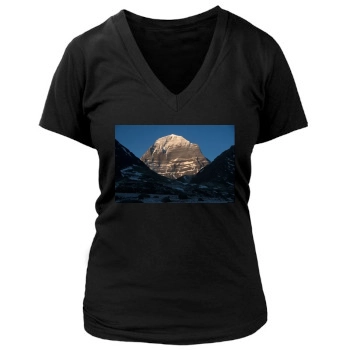 Mountains Women's Deep V-Neck TShirt