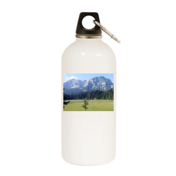 Mountains White Water Bottle With Carabiner