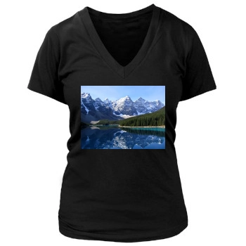 Mountains Women's Deep V-Neck TShirt