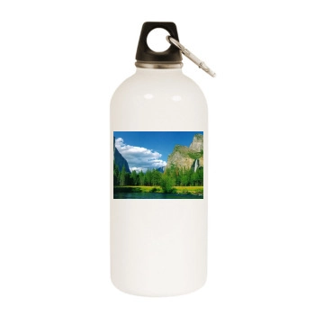 Mountains White Water Bottle With Carabiner