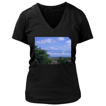 Mountains Women's Deep V-Neck TShirt