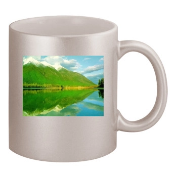 Mountains 11oz Metallic Silver Mug