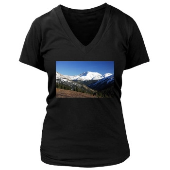 Mountains Women's Deep V-Neck TShirt