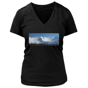 Mountains Women's Deep V-Neck TShirt