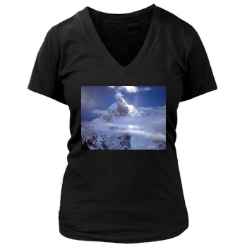 Mountains Women's Deep V-Neck TShirt