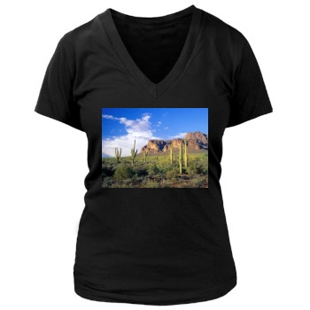 Mountains Women's Deep V-Neck TShirt