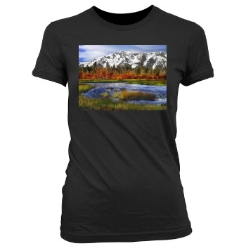 Mountains Women's Junior Cut Crewneck T-Shirt