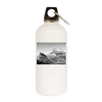 Mountains White Water Bottle With Carabiner