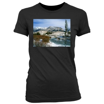 Mountains Women's Junior Cut Crewneck T-Shirt