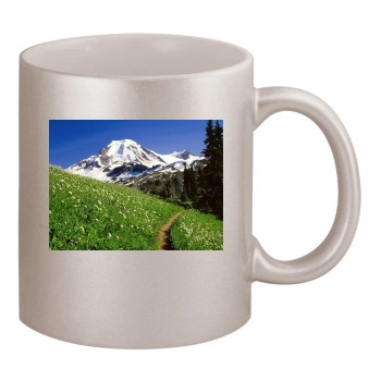 Mountains 11oz Metallic Silver Mug