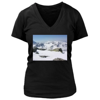 Mountains Women's Deep V-Neck TShirt