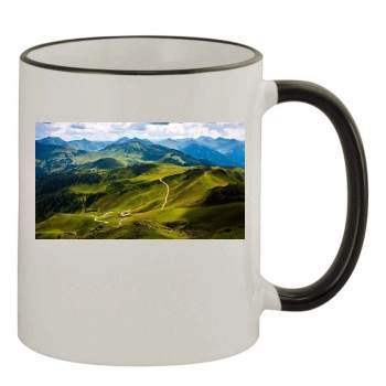 Mountains 11oz Colored Rim & Handle Mug