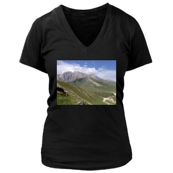 Mountains Women's Deep V-Neck TShirt