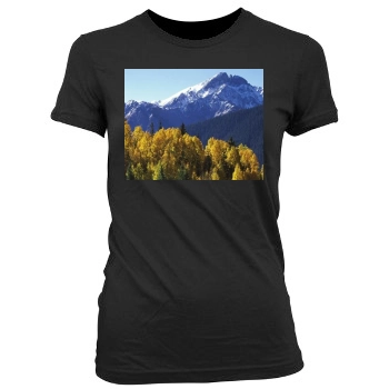 Mountains Women's Junior Cut Crewneck T-Shirt