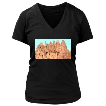 Mountains Women's Deep V-Neck TShirt