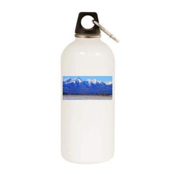 Mountains White Water Bottle With Carabiner