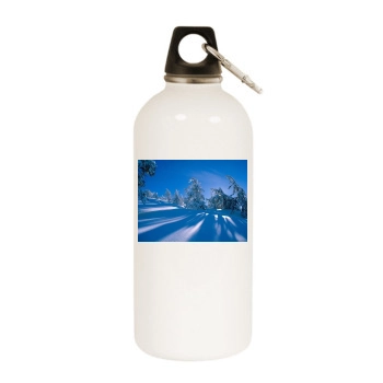 Mountains White Water Bottle With Carabiner