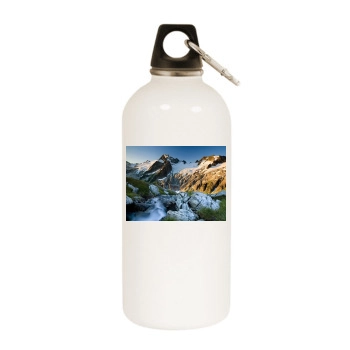 Mountains White Water Bottle With Carabiner