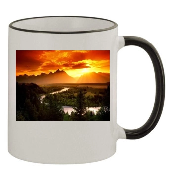 Mountains 11oz Colored Rim & Handle Mug