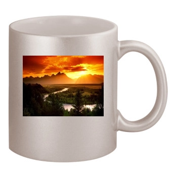 Mountains 11oz Metallic Silver Mug