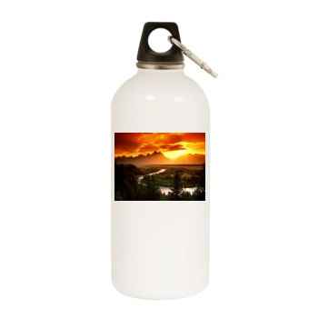 Mountains White Water Bottle With Carabiner