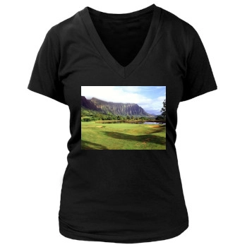 Mountains Women's Deep V-Neck TShirt