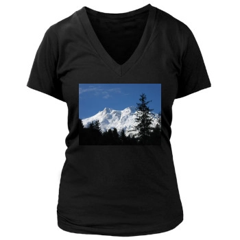 Mountains Women's Deep V-Neck TShirt