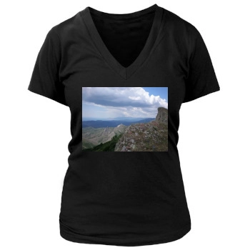 Mountains Women's Deep V-Neck TShirt