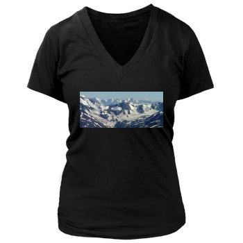 Mountains Women's Deep V-Neck TShirt