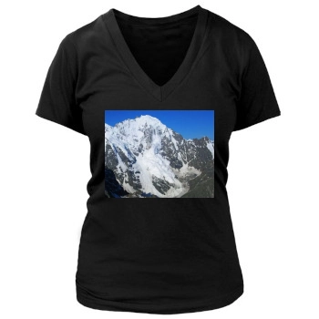 Mountains Women's Deep V-Neck TShirt