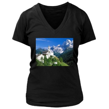 Mountains Women's Deep V-Neck TShirt