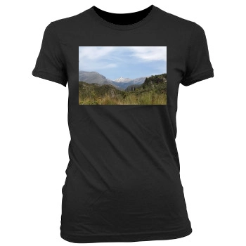 Mountains Women's Junior Cut Crewneck T-Shirt