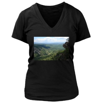 Mountains Women's Deep V-Neck TShirt