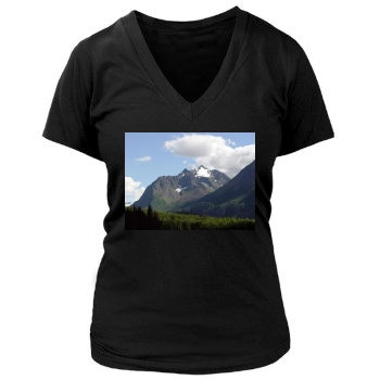 Mountains Women's Deep V-Neck TShirt