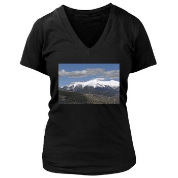 Mountains Women's Deep V-Neck TShirt