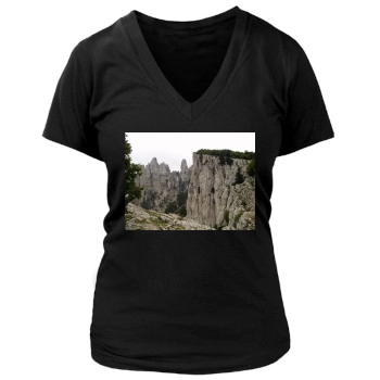 Mountains Women's Deep V-Neck TShirt