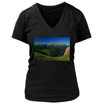 Mountains Women's Deep V-Neck TShirt