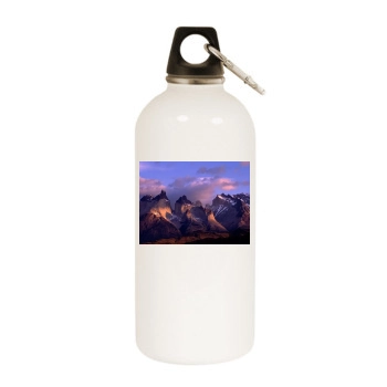 Mountains White Water Bottle With Carabiner