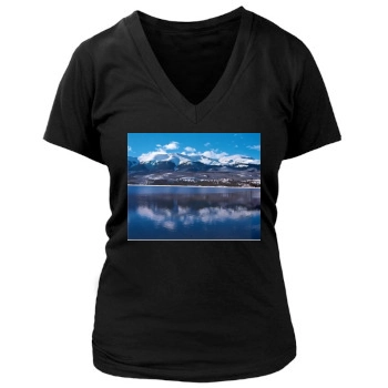 Mountains Women's Deep V-Neck TShirt